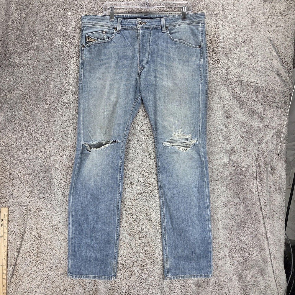 Diesel Jeans Mens 36x32 Blue Darron Regular Slim Tapered Button Fly 0807S